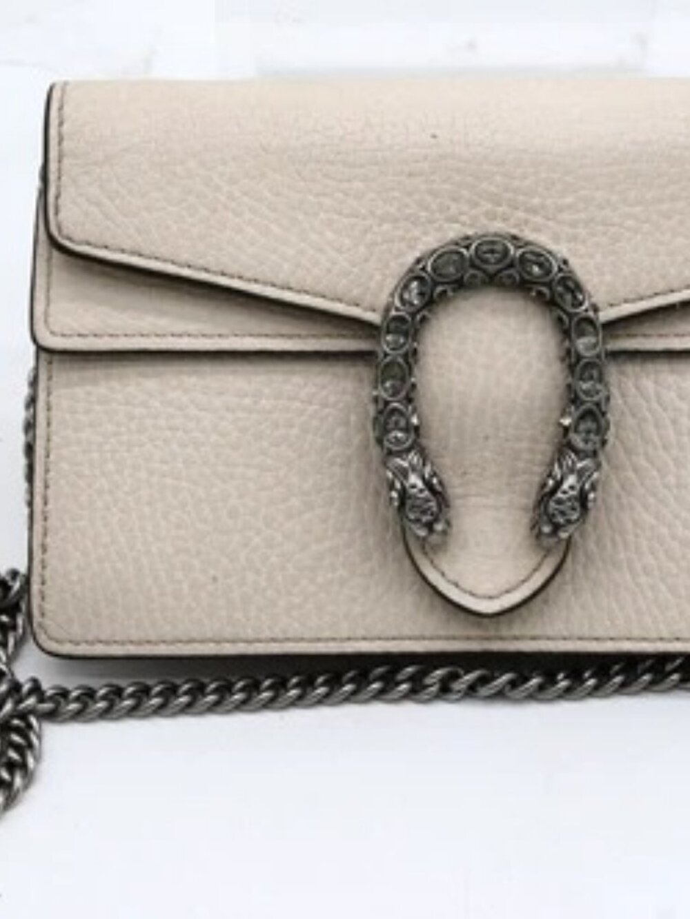 Gucci Dollar Calfskin Crystal Super Mini Dionysus Shoulder Bag - Mystic White